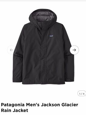 NWT Patagonia Men's Jackson Glacier Rain Jacket Black - S